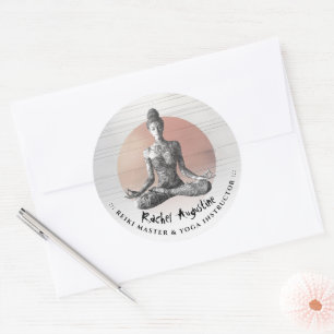 Yoga Meditatie Instructeur Reiki Master Lotus Pose Ronde Sticker