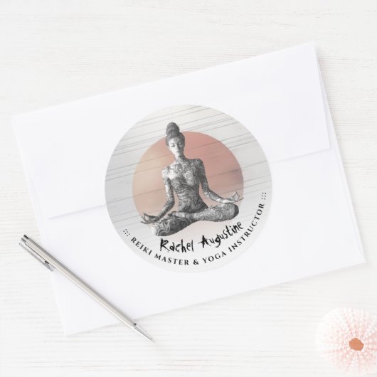 Yoga Meditatie Instructeur Reiki Master Lotus Pose Ronde Sticker (Envelop)