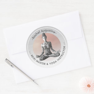 Yoga Meditatie Instructeur Reiki Master Lotus Pose Ronde Sticker