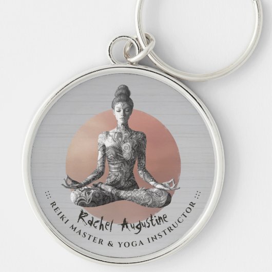 Yoga Meditatie Instructeur Reiki Master Lotus Pose Sleutelhanger (Voorkant)