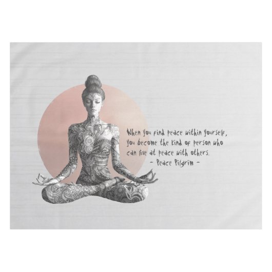 Yoga Meditatie Instructeur Reiki Master Lotus Pose Tafelkleed (Voorkant (Horizontaal))