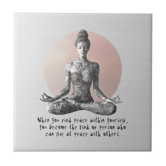 Yoga Meditatie Instructeur Reiki Master Lotus Pose Tegeltje (Voorkant)