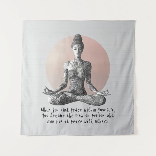 Yoga Meditatie Instructeur Reiki Master Lotus Pose Wandkleed (Voorkant)