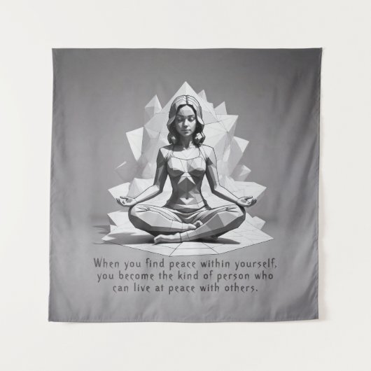 Yoga Meditatie Instructeur Reiki Master Lotus Pose Wandkleed (Voorkant)