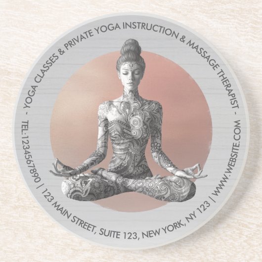 Yoga Meditatie Instructeur Reiki Master Lotus Pose Zandsteen Onderzetter (Voorkant)