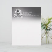 Yoga Meditatie Instructeur Reiki Master Low Poly Briefhoofd (Staand voorkant)