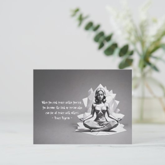 Yoga Meditatie Instructeur Reiki Master Low Poly Briefkaart (Staand voorkant)