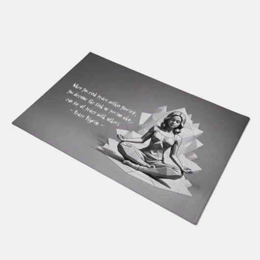 Yoga Meditatie Instructeur Reiki Master Low Poly Deurmat (Schuin)