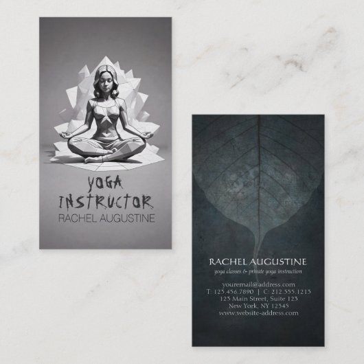 Yoga Meditatie Instructeur Reiki Master Low Poly Visitekaartje (Voorkant / Achterkant)