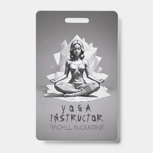 Yoga Meditatie Instructeur Reiki Meester Low Poly Badge (Voorzijde)
