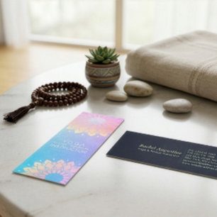 Yoga Meditatie Instructeur Roze Blauw Goud Mandala Mini Visitekaartje