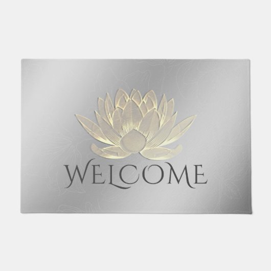 YOGA-Meditatie-instructeur Welkom Chic Gold Lotus Deurmat (Voorkant)