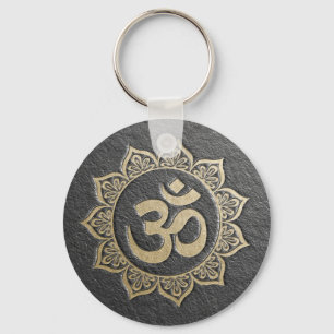YOGA-Meditatie-instructeur Zwart & Gold OM Mandala Sleutelhanger