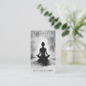 Yoga Meditatie Instructeur Zwart Wit InkPainting Klantenkaartje (Staand voorkant)