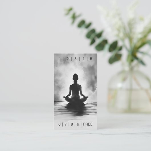 Yoga Meditatie Instructeur Zwart Wit InkPainting Klantenkaartje (Staand voorkant)