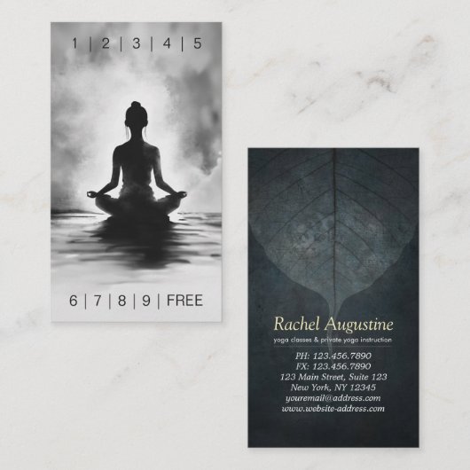 Yoga Meditatie Instructeur Zwart Wit InkPainting Klantenkaartje (Voorkant / Achterkant)
