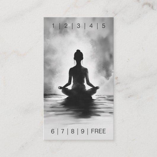 Yoga Meditatie Instructeur Zwart Wit InkPainting Klantenkaartje (Voorkant)