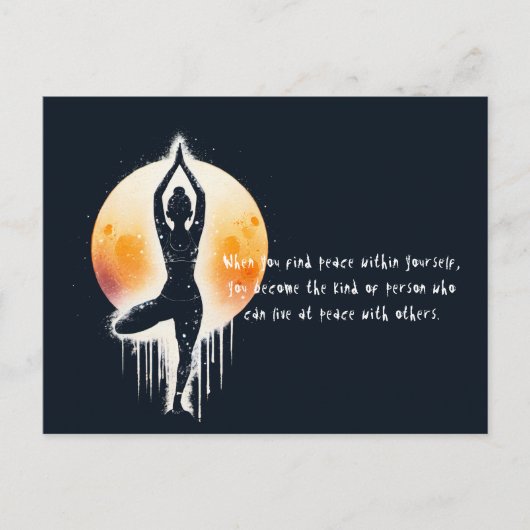 Yoga Meditatie Instructor Tree Pose Volle Maan Briefkaart (Voorkant)