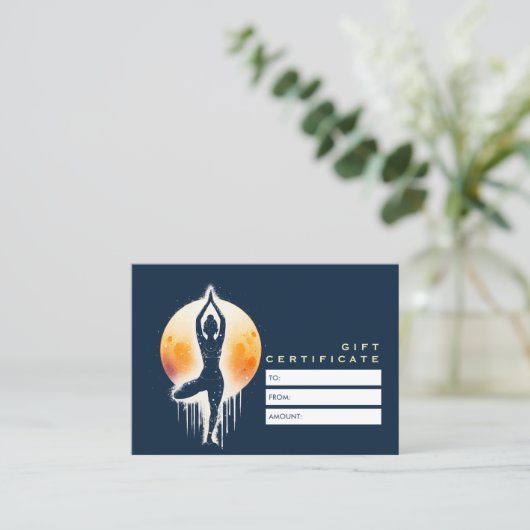 Yoga Meditatie Instructor Tree Pose Volle Maan Kortingskaartje (Staand voorkant)