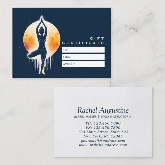 Yoga Meditatie Instructor Tree Pose Volle Maan Kortingskaartje (Voorkant / Achterkant)