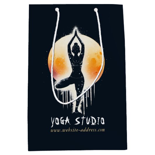 Yoga Meditatie Instructor Tree Pose Volle Maan Medium Cadeauzakje (Voorkant)