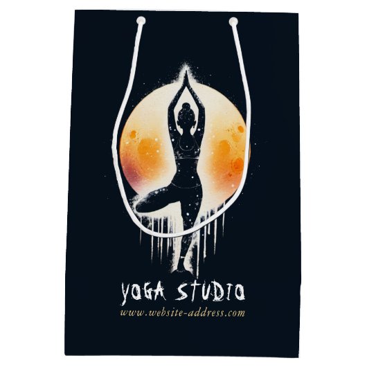 Yoga Meditatie Instructor Tree Pose Volle Maan Medium Cadeauzakje (Achterkant)