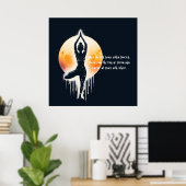 Yoga Meditatie Instructor Tree Pose Volle Maan Poster (Thuiskantoor)