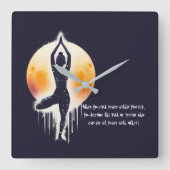 Yoga Meditatie Instructor Tree Pose Volle Maan Vierkante Klok (Voorkant)