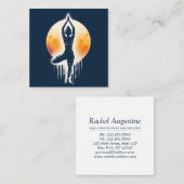 Yoga Meditatie Instructor Tree Pose Volle Maan Vierkante Visitekaartje (Voorkant / Achterkant)