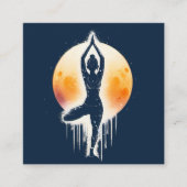 Yoga Meditatie Instructor Tree Pose Volle Maan Vierkante Visitekaartje (Voorkant)