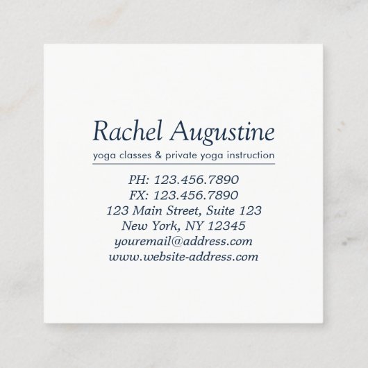 Yoga Meditatie Instructor Tree Pose Volle Maan Vierkante Visitekaartje (Achterkant)