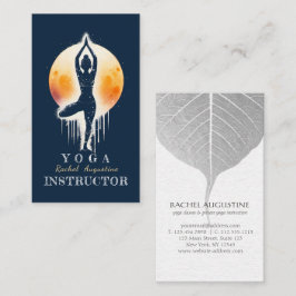 Yoga Meditatie Instructor Tree Pose Volle Maan Visitekaartje