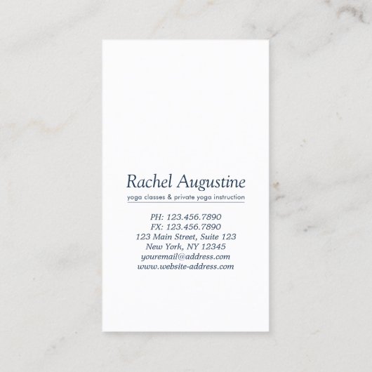 Yoga Meditatie Instructor Tree Pose Volle Maan Visitekaartje (Achterkant)