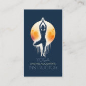 Yoga Meditatie Instructor Tree Pose Volle Maan Visitekaartje (Voorkant)