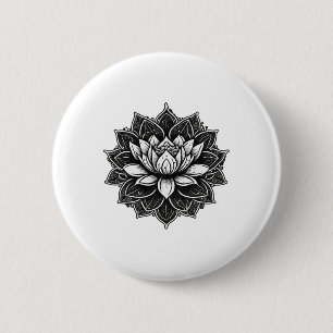 Yoga Meditatie Lotus Bloem Op Mandala Lotus Stroom Ronde Button 5,7 Cm