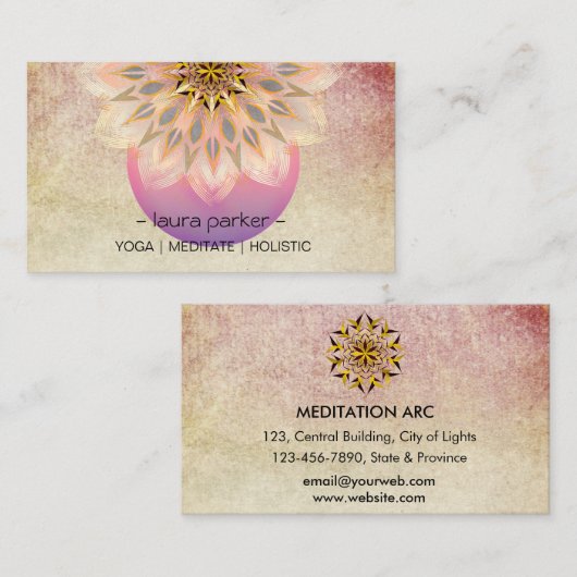 Yoga Meditatie Lotus Bloemmassage Meditatie Visitekaartje (Voorkant / Achterkant)