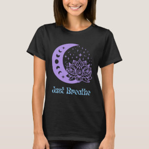 Yoga Meditatie Lotus Flower Moon Phase Paarse en T-shirt