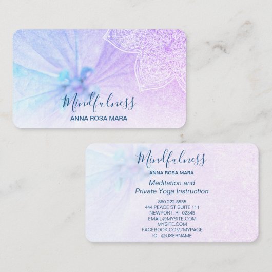 *~* Yoga Meditatie Mandala Reiki Floral Glitter Visitekaartje (Voorkant / Achterkant)