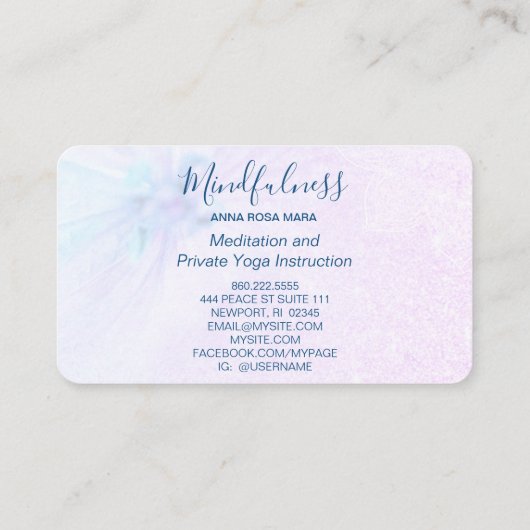 *~* Yoga Meditatie Mandala Reiki Floral Glitter Visitekaartje (Achterkant)