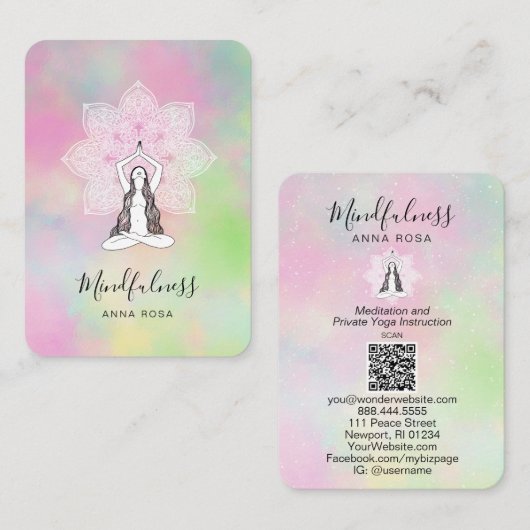 *~* Yoga Meditatie Mindfulness QR Mandala Godin Visitekaartje (Voorkant / Achterkant)