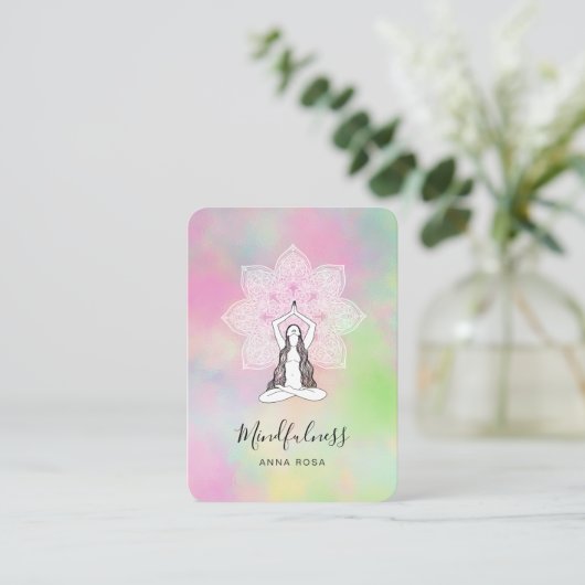 *~* Yoga Meditatie Mindfulness QR Mandala Godin Visitekaartje (Staand voorkant)