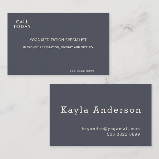 Yoga Meditatie Minimalistisch Indigo Ivoor Visitekaartje (Voorkant / Achterkant)