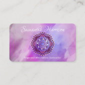 Yoga Meditatie Monogram Paarse Mandala Elegant Visitekaartje (Voorkant)