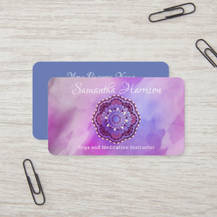 Yoga Meditatie Monogram Paarse Mandala Elegant Visitekaartje