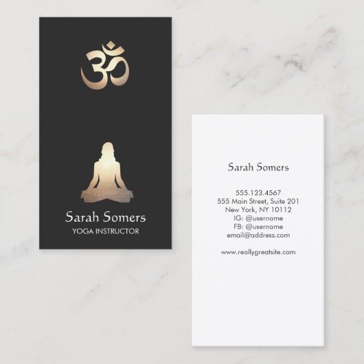 Yoga Meditatie Pose Om Symbool Visitekaartje (Voorkant / Achterkant)