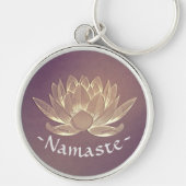 YOGA Meditatie Reiki Instructrice Paars Goud Lotus Sleutelhanger (Voorkant)