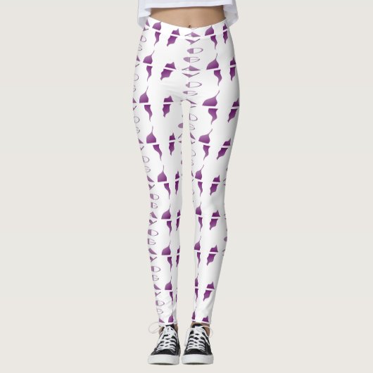 Yoga meditatie relaxatie bleek paars witte yoga leggings (Voorkant)