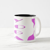 Yoga meditatie relaxatie bleek paars witte yoga tweekleurige koffiemok (Voorkant rechts)