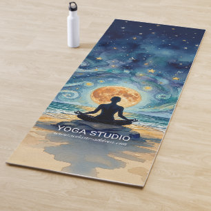 Yoga Meditatie Sterrennacht Hemel Maan Oceaan Stra Yogamat