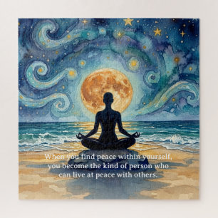 Yoga-meditatie Sterrennacht Lucht Maan Oceaan Quot Legpuzzel